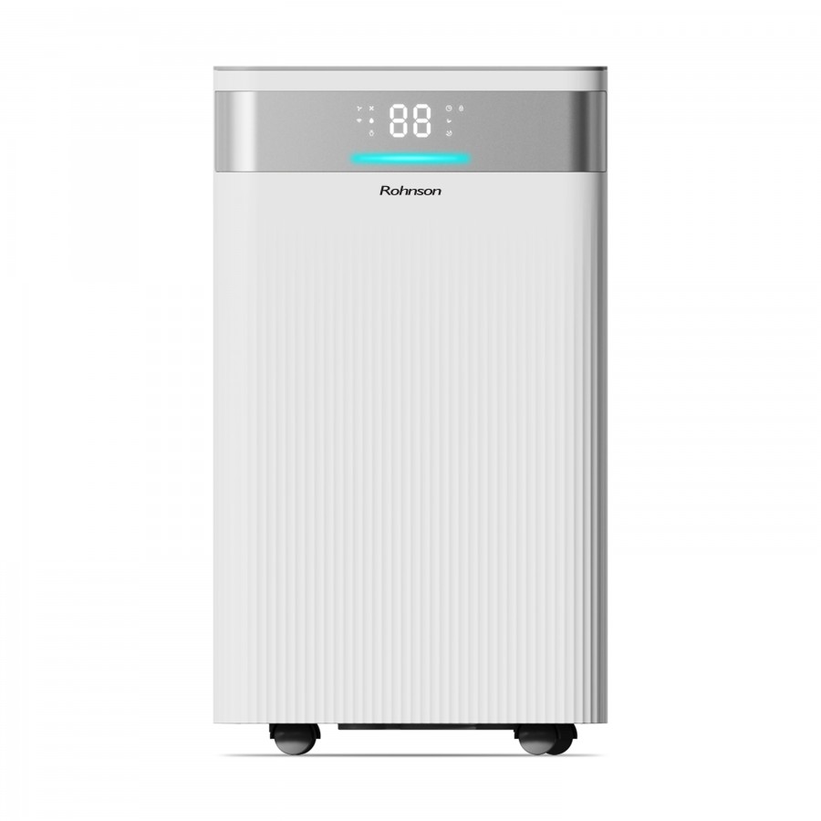 Dezumidificator de aer Rohnson R91912, 170 W, 60 m², 12 l/24h, Rezervor 2 l, 120 m³ / h, Temporizator 1-24 h, Functie de ionizare, Drenare continua, Oprire automata, Mod de uscare rufe, Alb